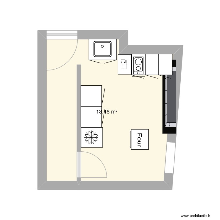 DIONS. Plan de 1 pièce et 14 m2
