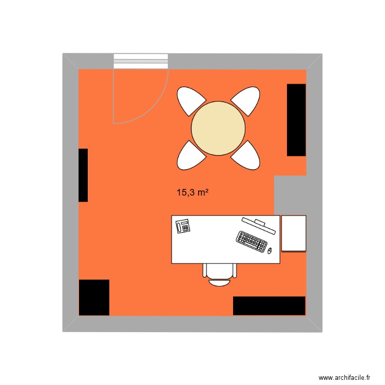 Bureau Kindarena V. Plan de 1 pièce et 15 m2
