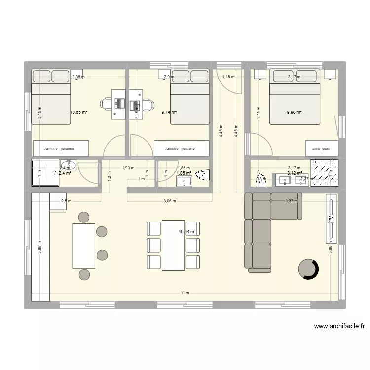 Les pennes V2. Plan de 7 et 87 m² Les pennes V2. Plan de 7 et 87 m²
