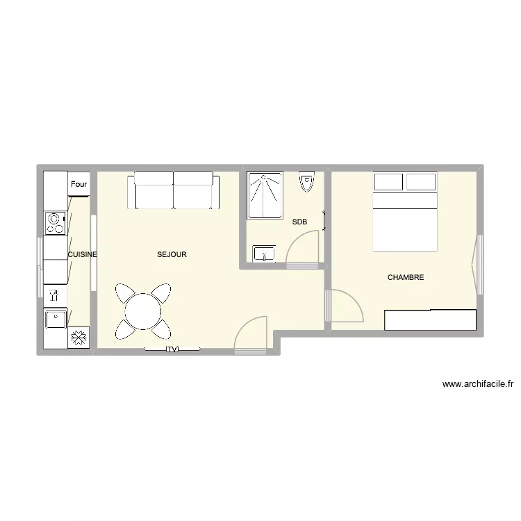 SADY beausoleil. Plan de 4 pièces et 43 m²