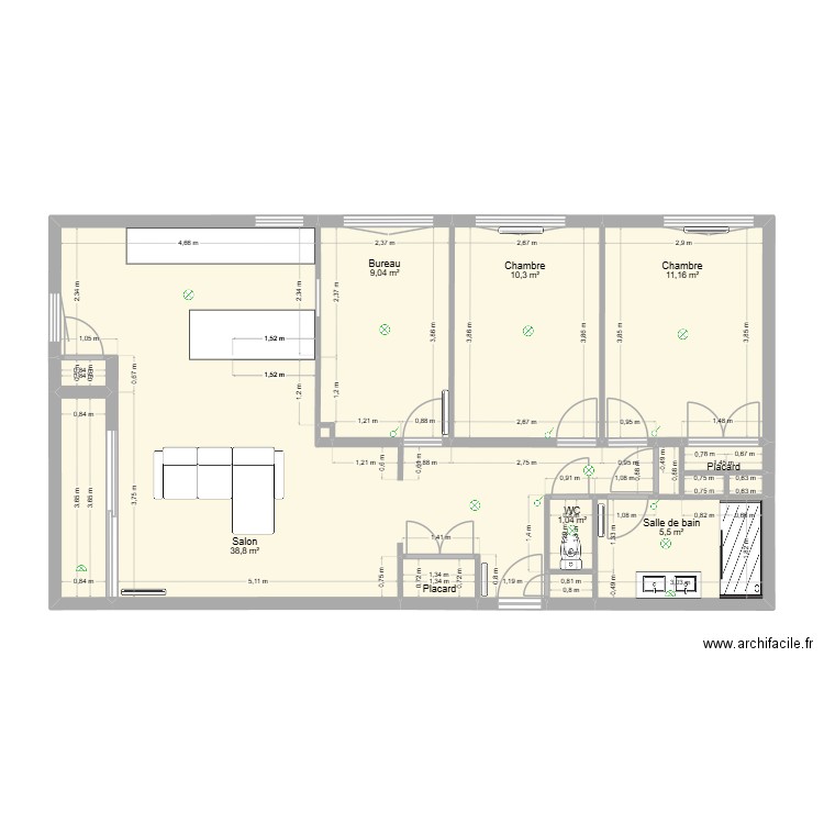 T4 CAILLOTERIE elec. Plan de 15 pièces et 82 m2