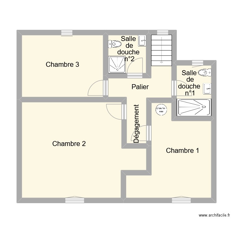 gillian etage. Plan de 6 pièces et 73 m2