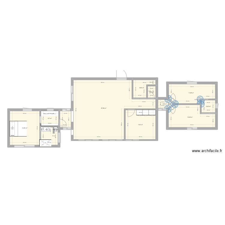 maison 1. Plan de 11 pièces et 117 m2