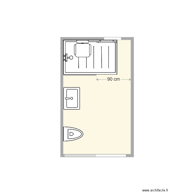 Plan après travaux Mevel. Plan de 1 pièce et 5 m2