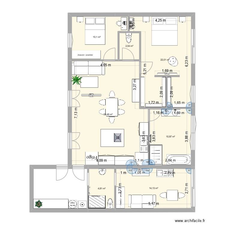 Lea. Plan de 7 pièces et 100 m2