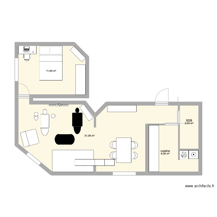 maxime. Plan de 4 pièces et 52 m2