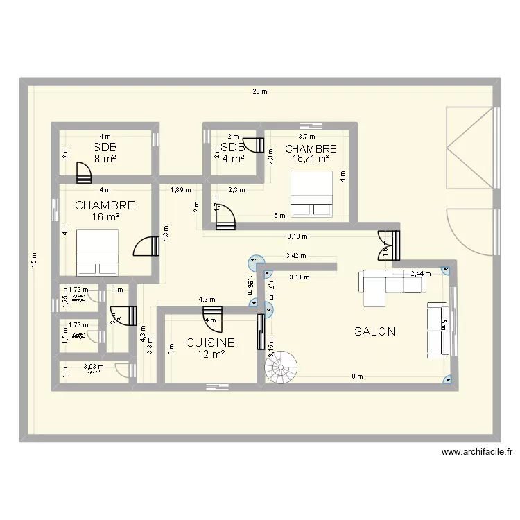 PUISSANCE. Plan de 11  et 439 m²