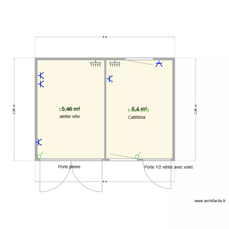 Jaouzi. Plan de 2  et 11 m²