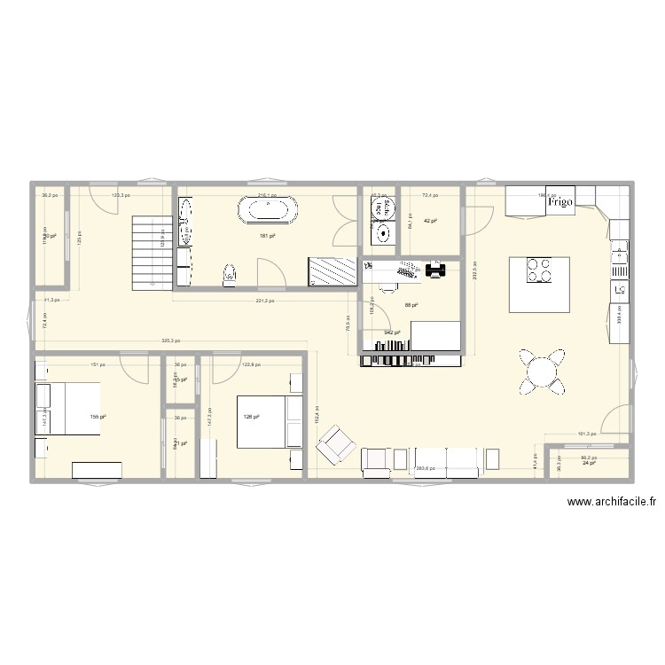 Maison8 30x60. Plan de 11 pièces et 153 m2