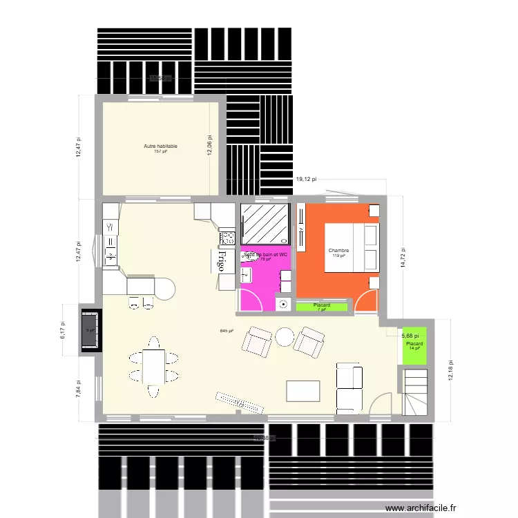 fond arpenteur. Plan de 17  et 247 m²