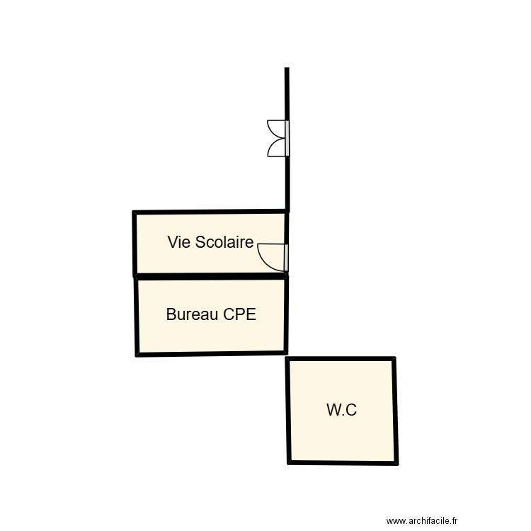 Plan lycée PO. Plan de 3 pièces et 7 m2