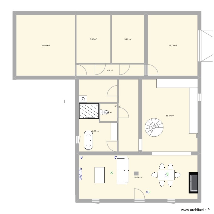 Perquie. Plan de 10 pièces et 140 m2
