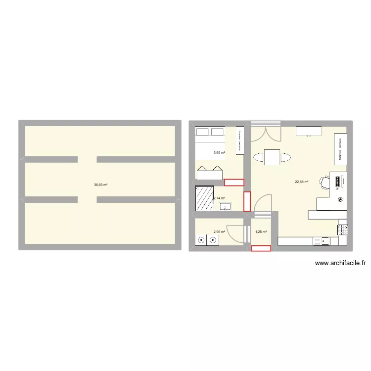 sips. Plan de 6  et 72 m²