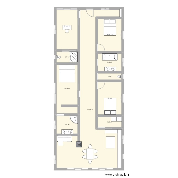 Calzola. Plan de 10 pièces et 120 m2