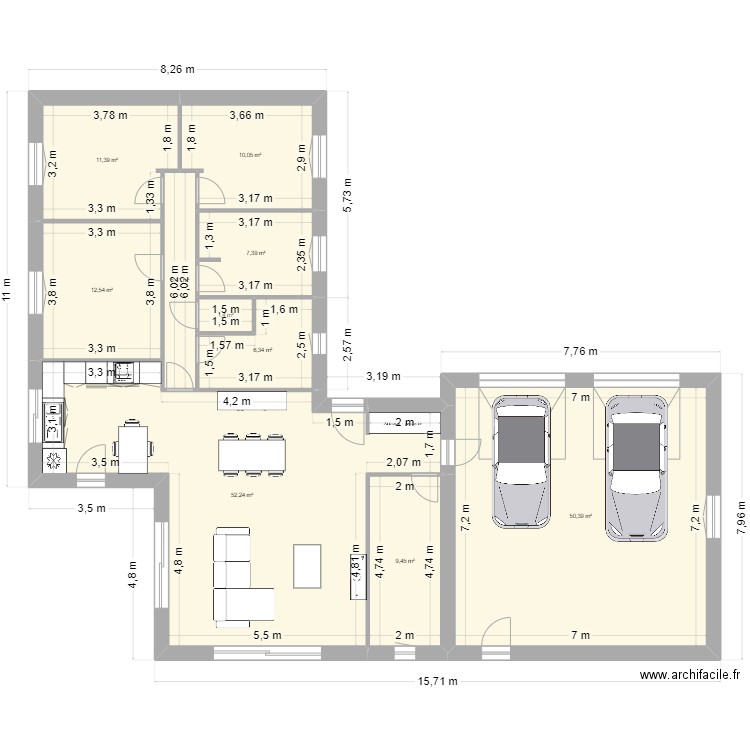 Maison v3. Plan de 10 pièces et 166 m2