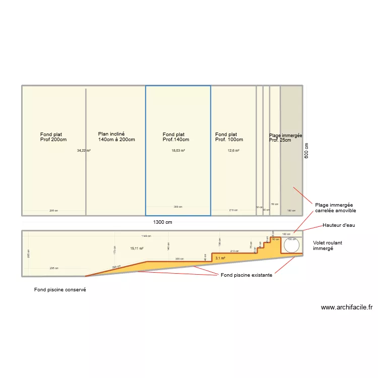 35 Pierre plant&eacute;e piscine plage 25cm. Plan de 