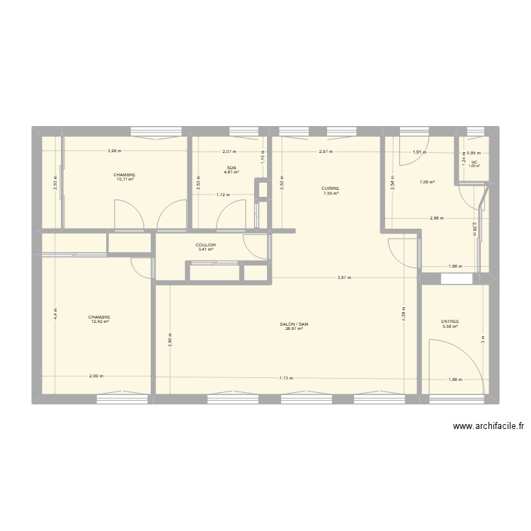 MAISON CERF ACTUELLE. Plan de 13 pièces et 81 m2
