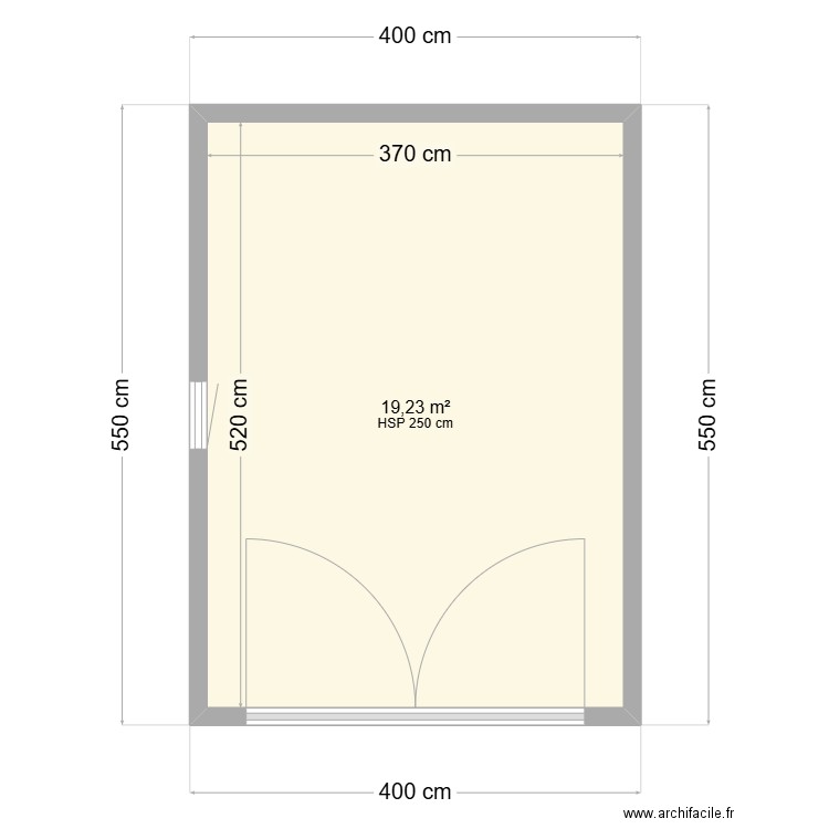 Abris jardin. Plan de 1 pièce et 19 m2