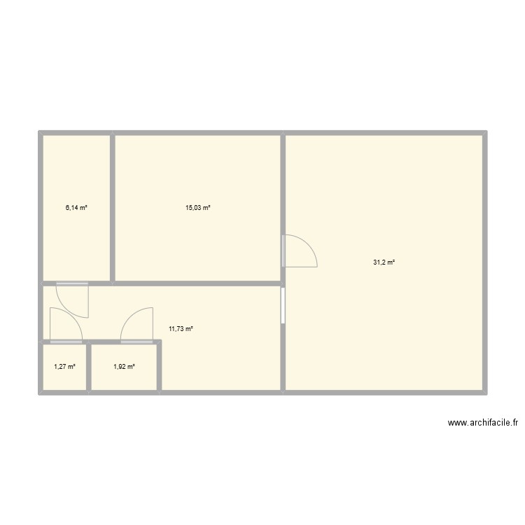 belleville. Plan de 6 pièces et 67 m2