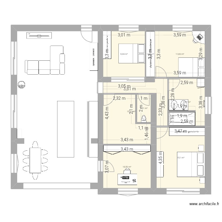 Maison de la montagne 2. Plan de 8 pièces et 76 m2