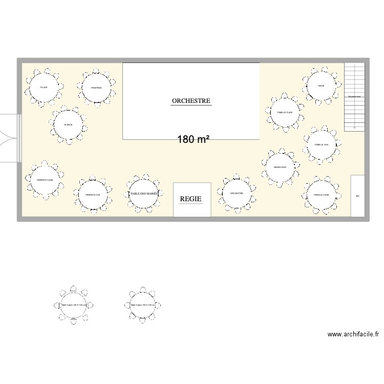 Mariage V2. Plan de 1 pièce et 180 m2