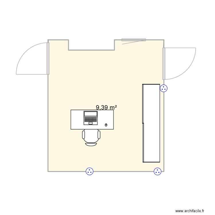 Appart-Camille-Bureau. Plan de 1 pièce et 9 m2