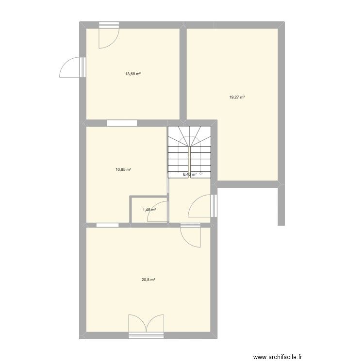 RDC - Maison. Plan de 6 pièces et 73 m2