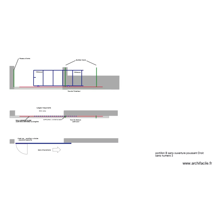 plan pose rail ma&ccedil;onnerie 4m50. Plan de 