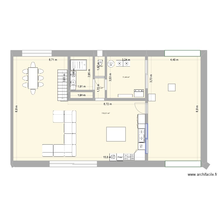 projet remise beauvoisin. Plan de 5 pièces et 135 m2