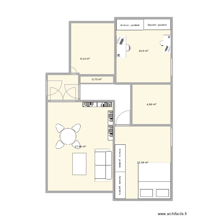Plan_house. Plan de 6 pièces et 55 m2