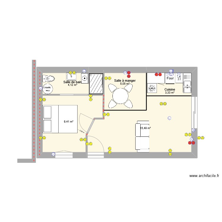 argadou2. Plan de 5 pièces et 37 m2