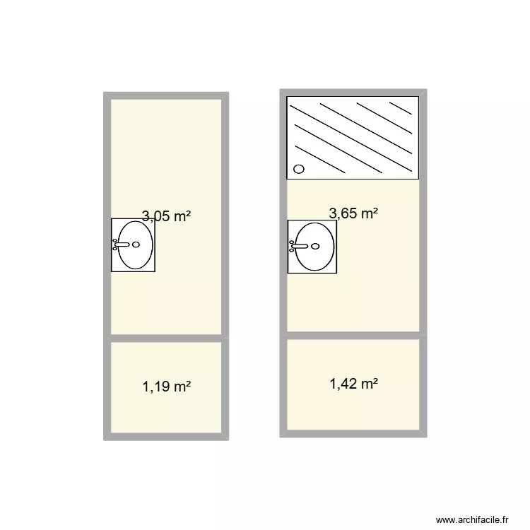 pin. Plan de 4  et 9 m²