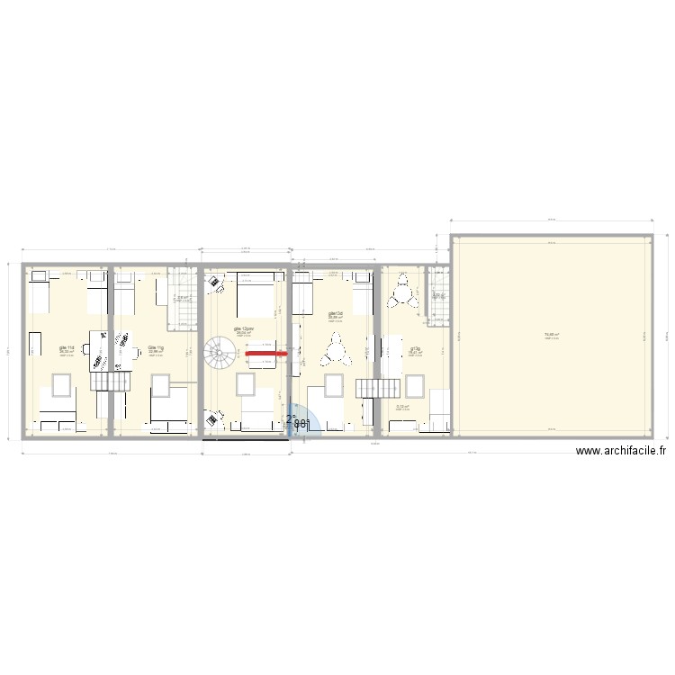 atelier grands gites 042025. Plan de 29 pièces et 410 m2