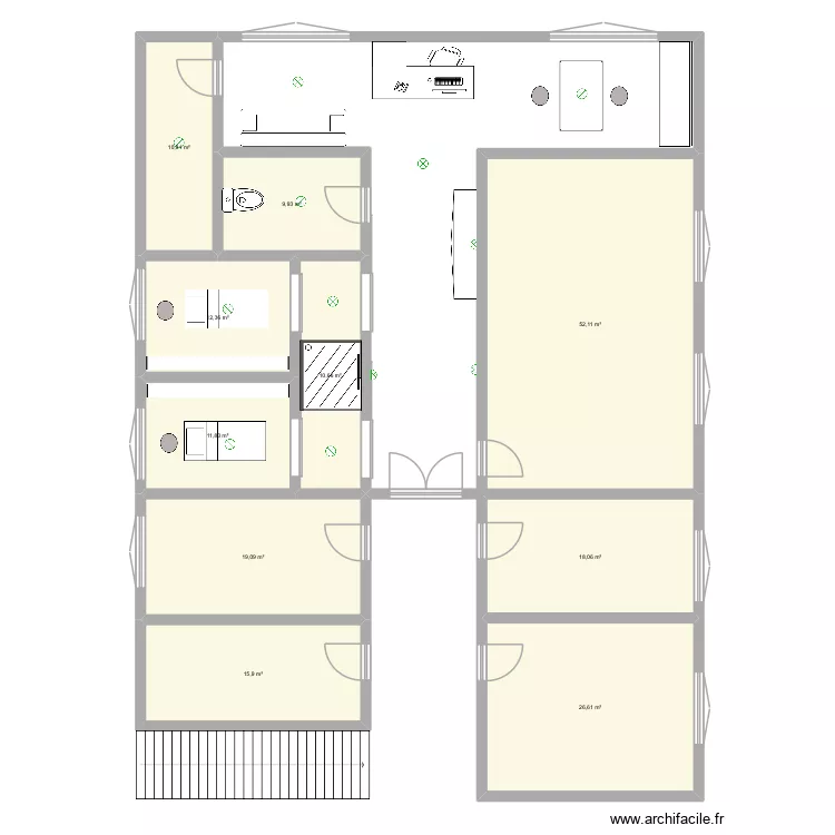 Institut. Plan de 10 pièces et 187 m²