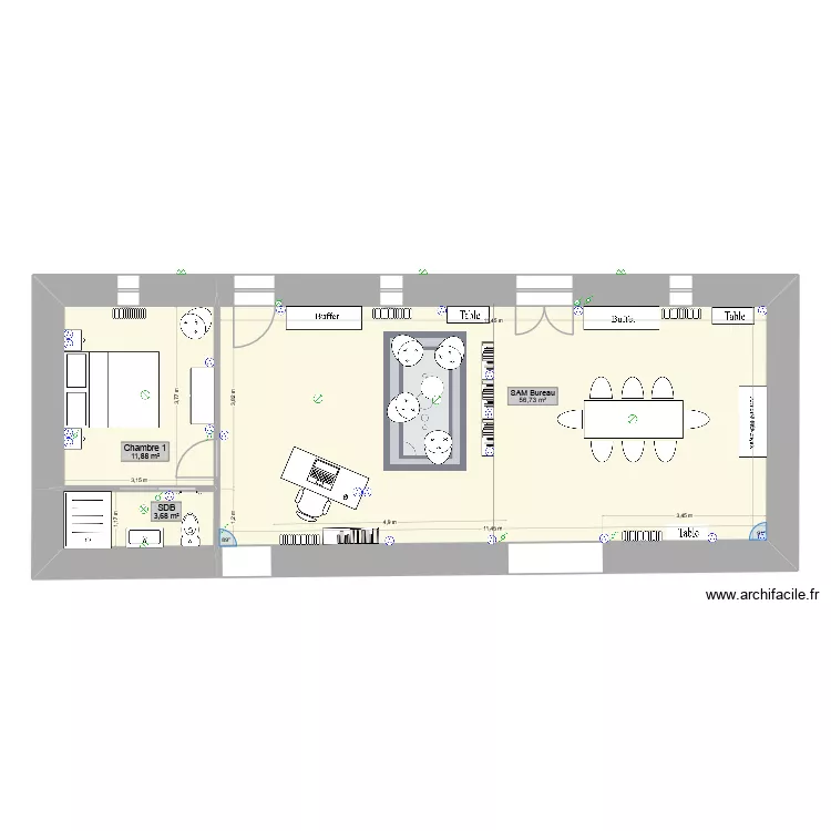 RDC NORD am&eacute;nag&eacute;  &eacute;lec + chauffage. Plan de 3  et 72 m²