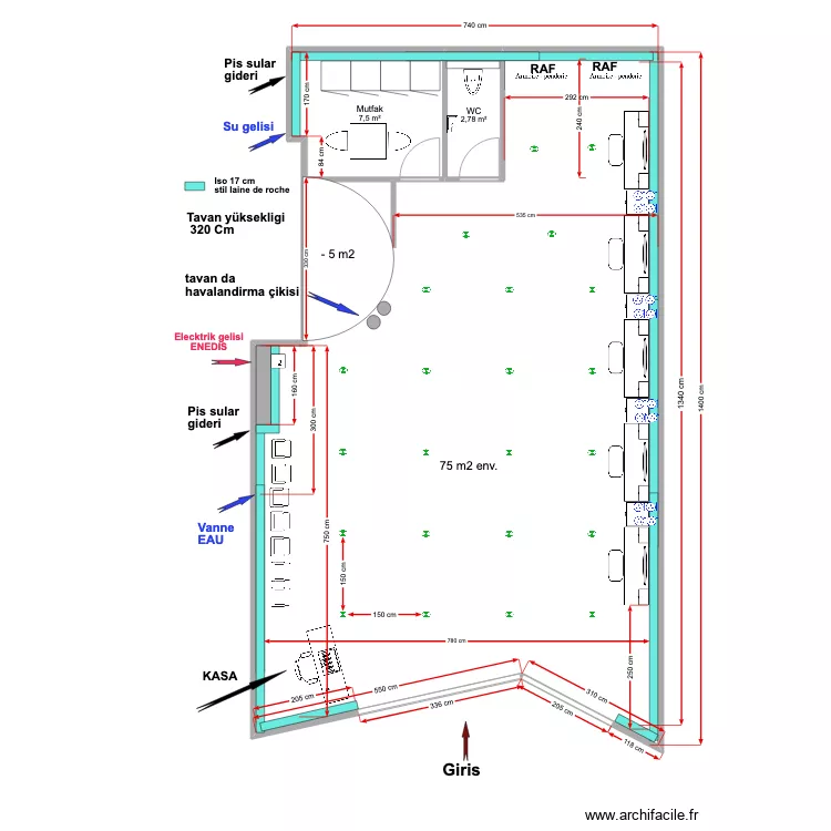 Salon Coiffure Bondy 5 tezga. Plan de 