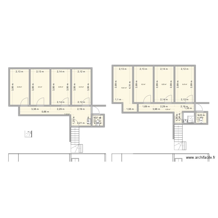 chambre. Plan de 11 pièces et 89 m2