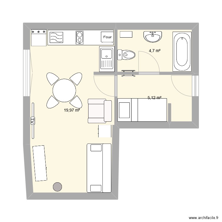 Les_Orres. Plan de 3 pièces et 30 m2