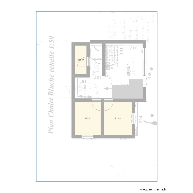 Chalet Crans V0. Plan de 3 pièces et 17 m2