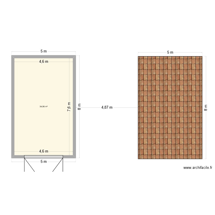 garage. Plan de 1 pièce et 35 m2