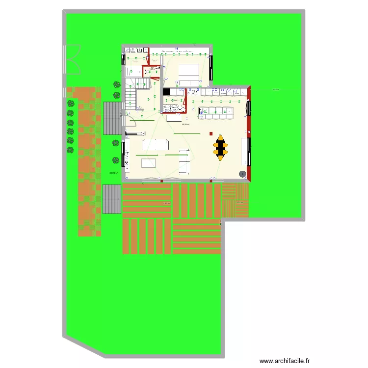 41 SORINS RDC RENOVATION 2 + arriere cuisine GAUCHE. Plan de 6  et 628 m²