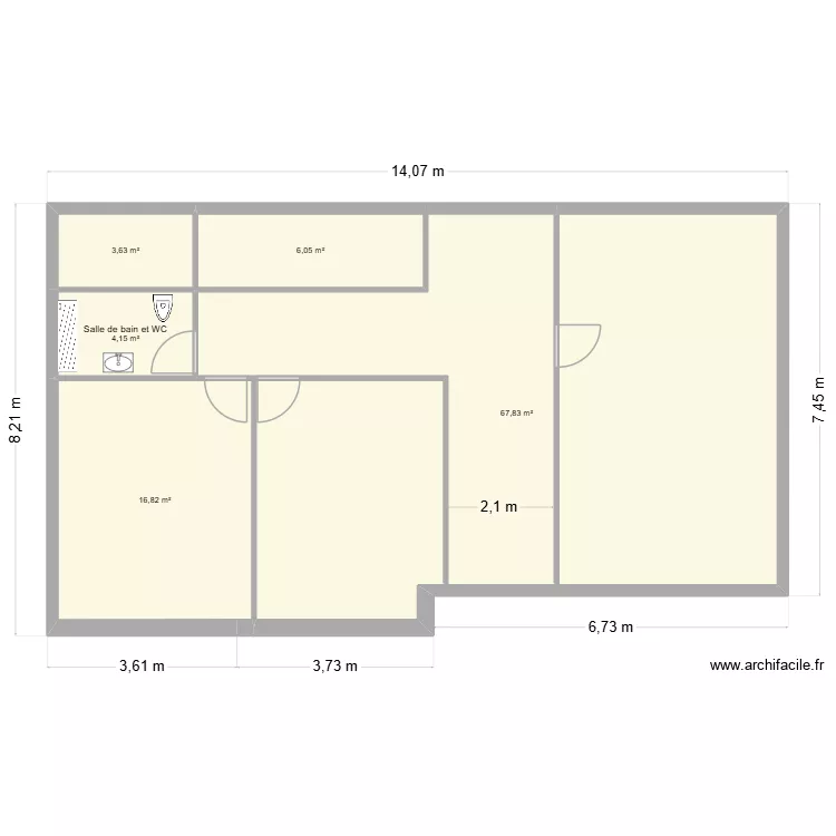 1er Etage perrigny. Plan de 5 Pièces et 98 m² 1er Etage perrigny. Plan de 5 Pièces et 98 m²