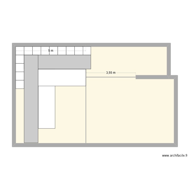 cui. Plan de 2 pièces et 76 m2