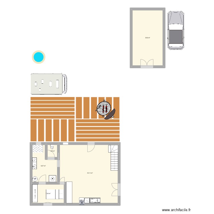 kiki. Plan de 5 pièces et 79 m2