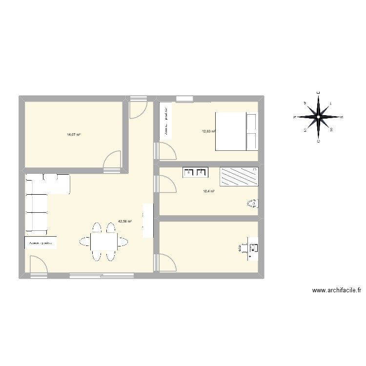 DADA. Plan de 4 pièces et 80 m2