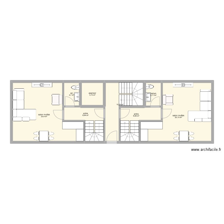 6 daire celaliye ters dubleks salon mutfak alt kat. Plan de 0 pièce et 0 m2