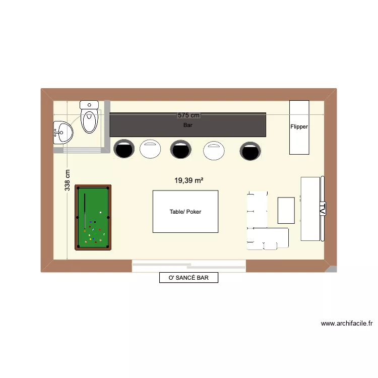 O' SANC&Eacute; BAR. Plan de 