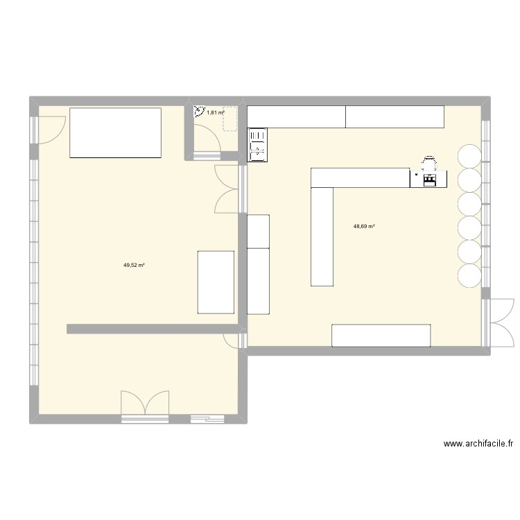 Boucherie 2. Plan de 3 pièces et 100 m2