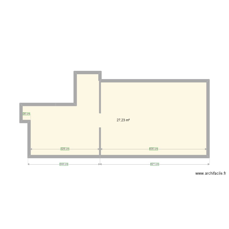 grenier. Plan de 1 pièce et 27 m2