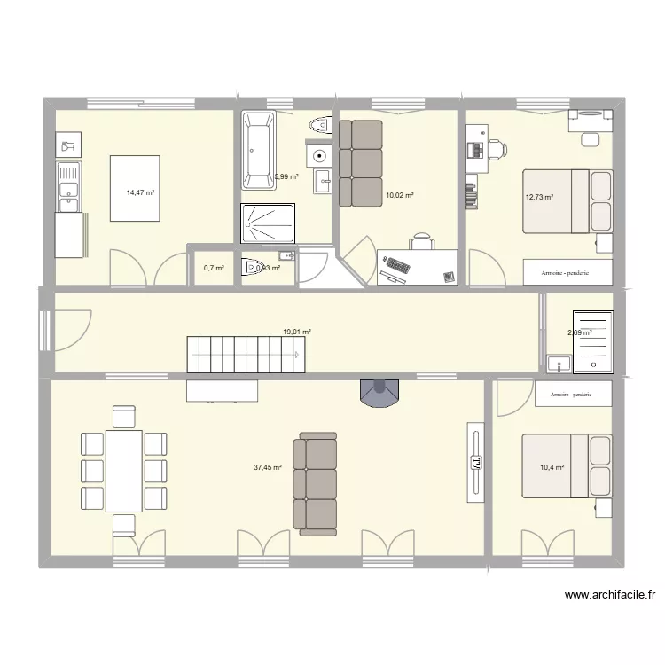 RDC surface pièces avec objets. Plan de 10 Pièces et 114 m² RDC surface pièces avec objets. Plan de 10 Pièces et 114 m²